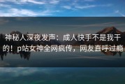 神秘人深夜发声：成人快手不是我干的！p站女神全网疯传，网友直呼过瘾