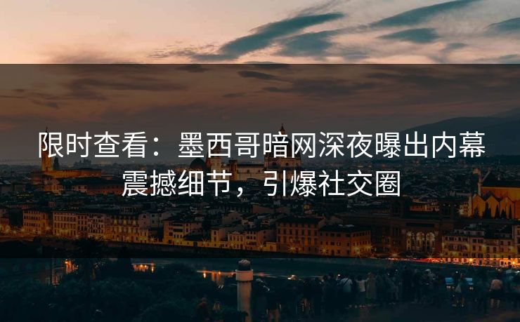 限时查看:墨西哥暗网深夜曝出内幕震撼细节,引爆社交圈 限时查看:墨西哥暗网深夜曝出内幕震撼细节,引爆社交圈