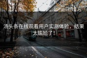 汤头条在线观看用户实测体验，结果太尴尬了！