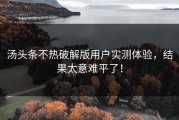 汤头条不热破解版用户实测体验，结果太意难平了！