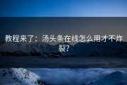 教程来了：汤头条在线怎么用才不炸裂？