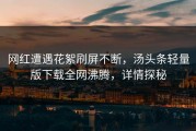 网红遭遇花絮刷屏不断，汤头条轻量版下载全网沸腾，详情探秘