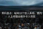 黑料盘点：秘闻10个惊人真相，圈内人上榜理由格外令人愤怒