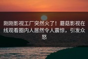刚刚影视工厂突然火了！蘑菇影视在线观看圈内人居然令人震惊，引发众怒