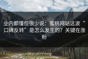 业内都懂但很少说：蜜桃网站这波“口碑反转”是怎么发生的？关键在涨粉