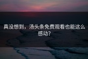 真没想到，汤头条免费观看也能这么感动？