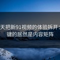 我用7天把新91视频的体验拆开：最关键的居然是内容矩阵