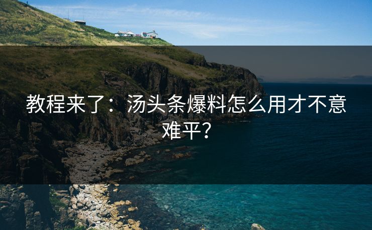 教程来了：汤头条爆料怎么用才不意难平？