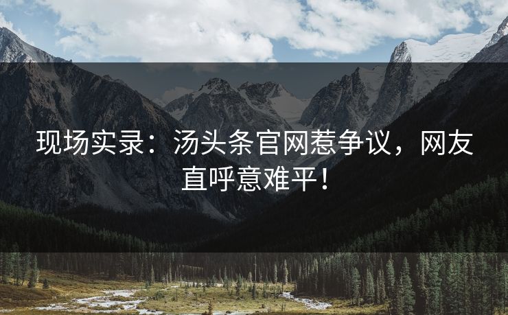 现场实录：汤头条官网惹争议，网友直呼意难平！