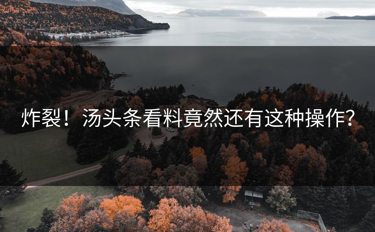 炸裂！汤头条看料竟然还有这种操作？