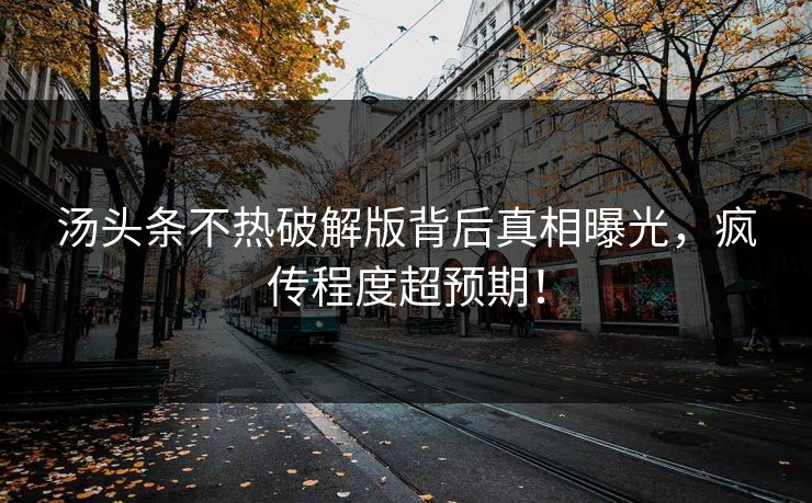 汤头条不热破解版背后真相曝光，疯传程度超预期！