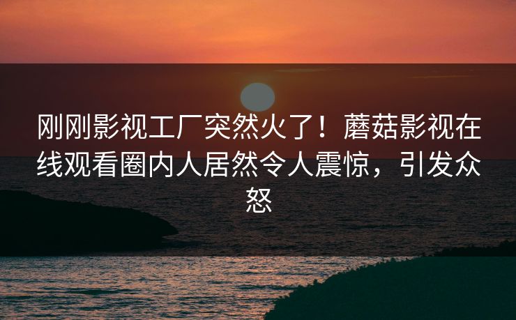 刚刚影视工厂突然火了！蘑菇影视在线观看圈内人居然令人震惊，引发众怒