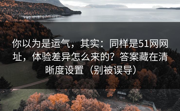 你以为是运气,其实:同样是51网网址,体验差异怎么来的?答案藏在清晰度设置(别被误导) 你以为是运气,其实:同样是51网网址,体验差异怎么来的?答案藏在清晰度设置(别被误导)